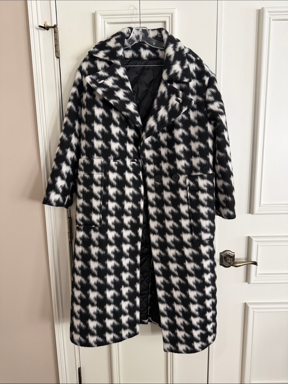 All Saints Houndstooth Long Coat